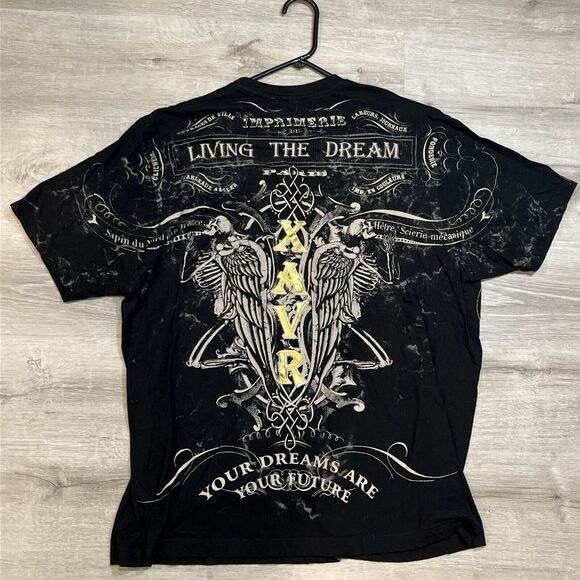 Xzavier Wings Skulls Rhinestone Grunge Cyber Y2K Style T-Shirt‎ Men's XXLarge - Picture 6 of 6